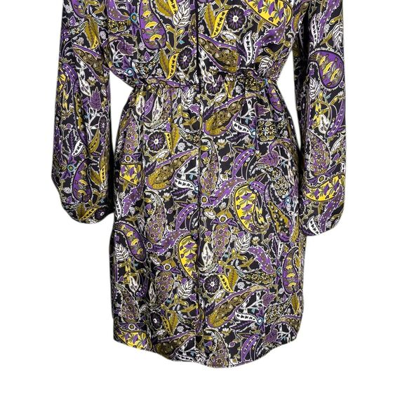 ZARA Womens Dress XL Satin Paisley Print Boho Long Sleeve Mini Elastic Waist NWT - Picture 9 of 11